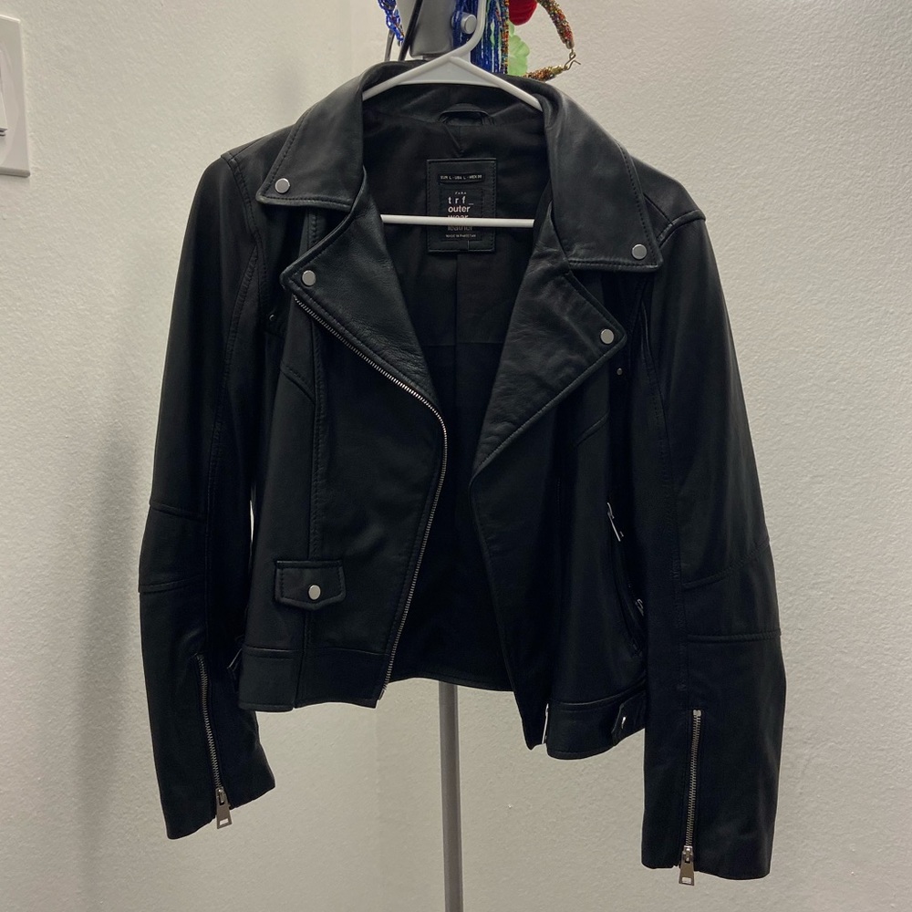 ZARA trf GENUINE LEATHER Moto Jacket